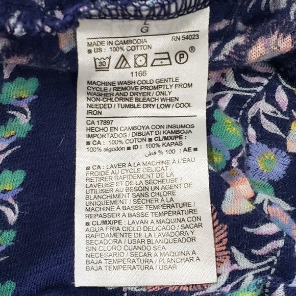 Womens Old Navy Sleeveless Navy Blue Floral Ruffled Blouse Large - Picture 6 of 7